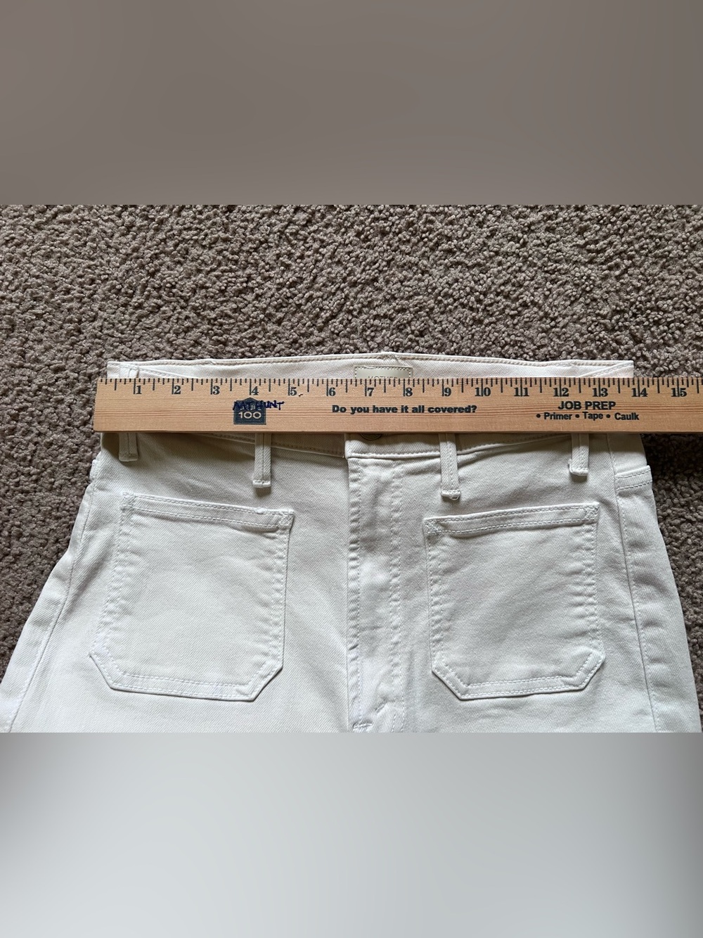 MOTHER The Hustler Patch Pocket Flood Jeans Cream Puffs Off-White Flare 28 - Picture 6 of 12